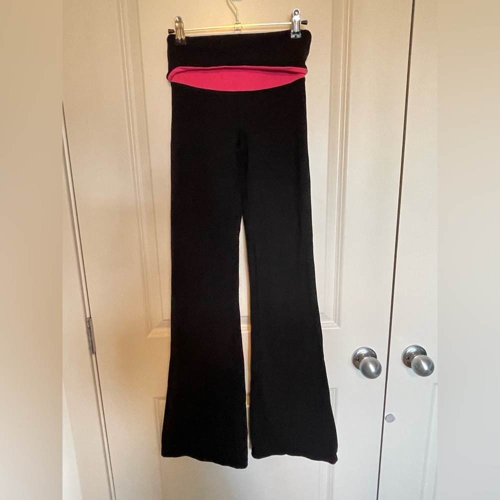 TNA Black Yoga Pants with Pink Accents